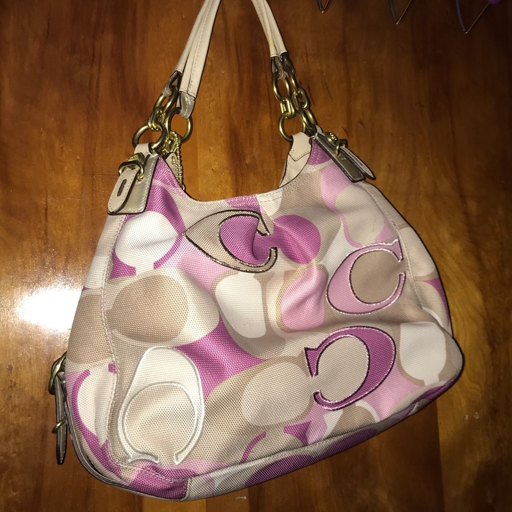 Coach pink and cream bag